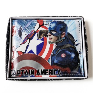 Shopee 9.9 SUPER Captain America กระเป๋าสตางค์หนังสังเคราะห์ พร้อมกล่อง สําหรับเด็กผู้ชาย CA201