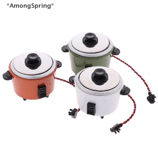 Amongspring หม้อหุงข้าวจิ๋ว 1:12 อุปกรณ์เสริม สําหรับตกแต่งบ้านตุ๊กตา 1 ชิ้น