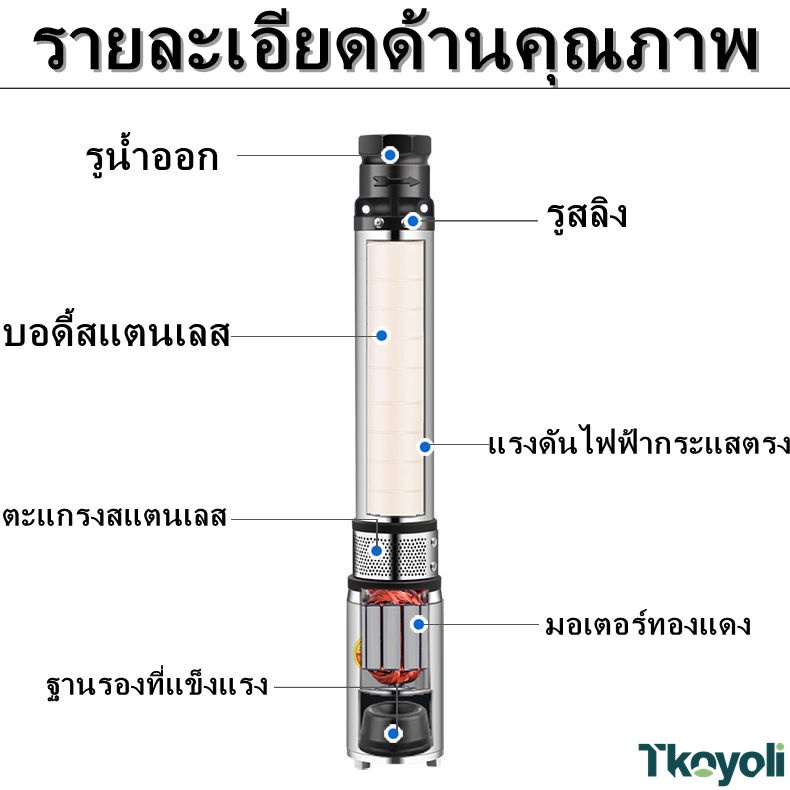 ปั้มน้ำDC Water Pump ปั้มน้ำซับเมิร์ส ปั้มซัมเมอร์ส ท่อออก 2 นิ้ว บาดาล ปั้มน้ำบาดาล 12V500W 24V 48V600W ราคา ถูกที่สุด ดีลบีเคเค แกลเลอรีภาพที่ 6