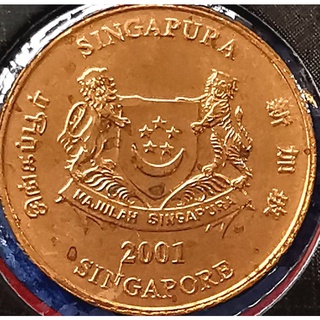 เหรียญ​สิงคโปร์​ Singapore, 1 Cent, ไม่​ผ่าน​ใช้​ UNC, 2309T