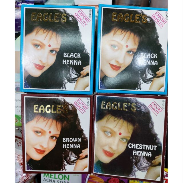 EAGLE'S Henna เฮนน่าย้อมผม ยาย้อมผมใบเทียน แบบผง 1 กล่องมี 6 ซอง