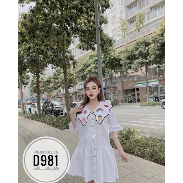 เดรส Bigsize BBD คอปกปัก D981