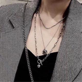 สร้อยคอแฟชั่น 3 ชั้น จี้ิเหรียญวงกลม