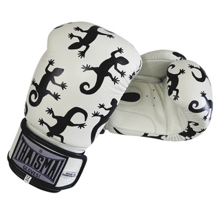 THAISMAI - BG124 นวมชกมวย นวมซ้อมมวย นวมต่อยมวย นวม อุปกรณ์มวยไทย หนังแท้ สีขาว-Fancy Boxing Gloves White Leather Lizard