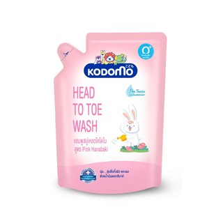 KODOMO Head to Toe Wash แชมพู สบู่เหลว โคโดโม Pink Hanabaki 380 มล. (ถุงเติม)