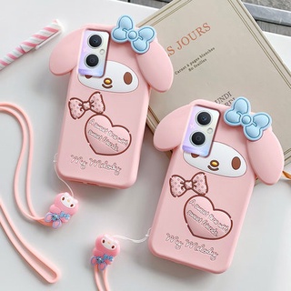 สําหรับ OPPO Reno7Z 5G Reno7 Reno6 Reno5 Reno4 Reno 8Z 2 2F 3 3Pro 4 4Pro 4Z 5 5Pro 6 7 7Pro 7Z เคสโทรศัพท์ Soft TPU Case เคสป้องกัน Cartoon Cute Melody Cover เคสซิลิโคน มีเชือกคล้อง