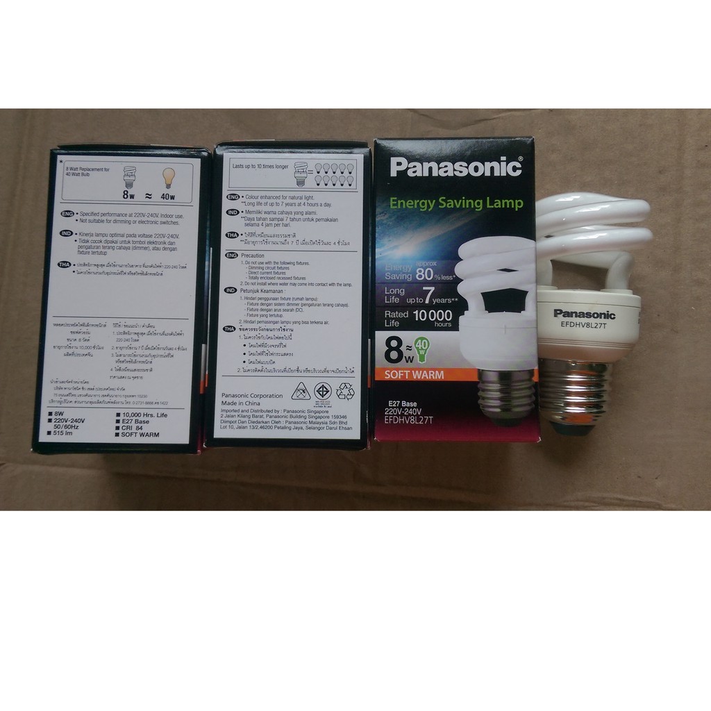 หลอดไฟอีโคสไปรัล Soft Warm แสงเหลือง 8w Panasonic EFDHV8L27T  11w EFDHV11L27T ประหยัดไฟ