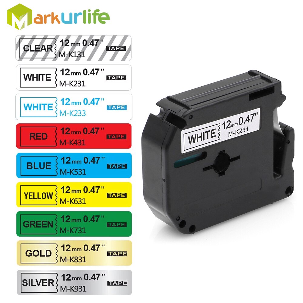 Label Tape 3PK M-K231 MK231 M-K231 M-K631 MK221 Black on White Compatible for Brother M-K131 MK-831 