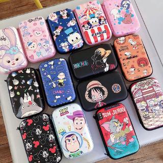 PU Leather Cartoon Powerbank Storage Bags Cute Coin Purse Key Wallet Headphones Organizer Case Charger USB Cable