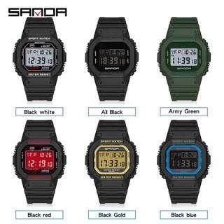Sanda นาฬิกาข้อมือดิจิทัล มัลติฟังก์ชั่น มีไฟ LED กันน้ํา มีปฏิทิน เรืองแสง สําหรับผู้ชาย และผู้หญิง 2107-8