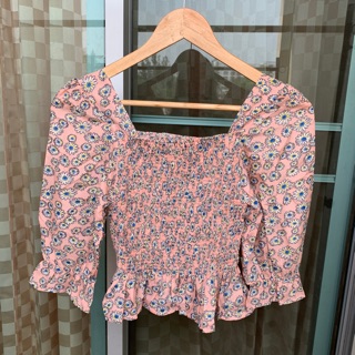 เสื้อ สม็อก เสื้อมากใหม่ ผ้าพริ้วๆ เสื้อแขนสามส่วนสม็อคครอป