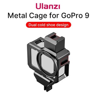 Ulanzi G9-5 เคสโลหะ Vlog กรงไมโครโฟน อะแดปเตอร์เมาท์ขาตั้ง สําหรับ GoPro HERO 11 10 9 สีดํา