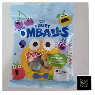 m&amp;s fruit omballs 🍡ฟรุ๊ต ออมบอลส์ 🍒🥝ลูกอมเคี้ยวหนึบกลิ่นผักและผลไม้รวม150กรัม🍉🍎🥗