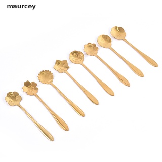 maurcey New 1pcs Stainless Steel Teaspoons Flower Shape Dessert Coffee Spoons Tableware MC