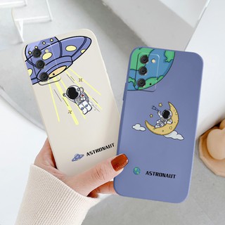 เคสนักบินอวกาศโลกมือถือ Liquid Silicone Phone Case For Samsung Galaxy Note 20 Plus Ultra Note 10 Plus Note 9 Shockproof Camera Lens Protection Soft Back Cover