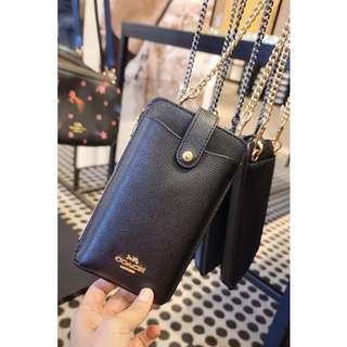 พร้อมส่ง แท้ 🇺🇸💯% New NORTH/SOUTH PHONE CROSSBODY (COACH C6884) GOLD/BLACK