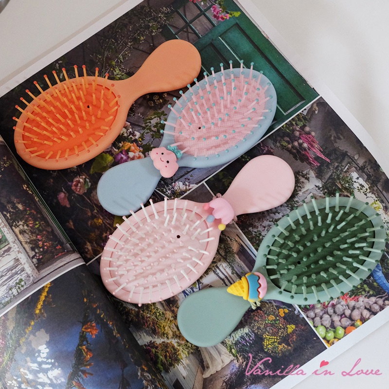 HB21 แปรงหวีผม Vanilla in love หวีขนาดพกพา สีพลาสเทลน่ารัก