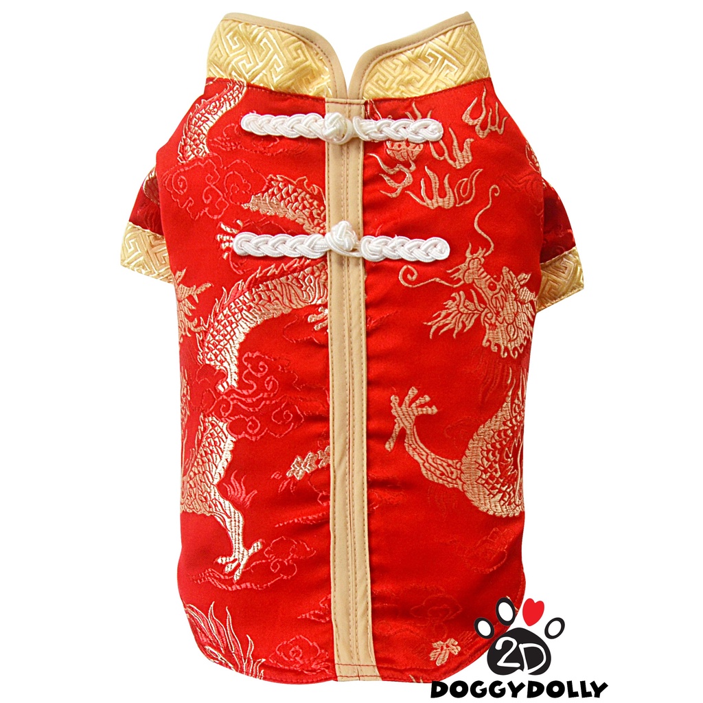 Pet cloths -Doggydolly  เสื้อผ้าแฟชั่น  สัตว์เลี้ยง  หมาแมว  ชุดจีน อาตี๋น้อย สีแดง กี่เพ้า ขนาดไซส์ 1-9 โล DJ023
