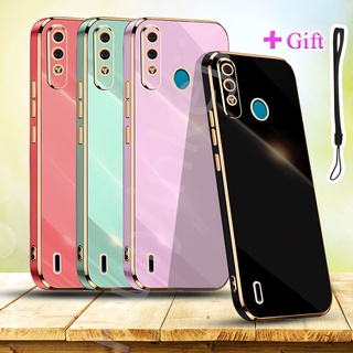 เคสโทรศัพท์มือถือ ชุบไฟฟ้า ขอบตรง สีทอง สําหรับ ITEL A56 Pro A56