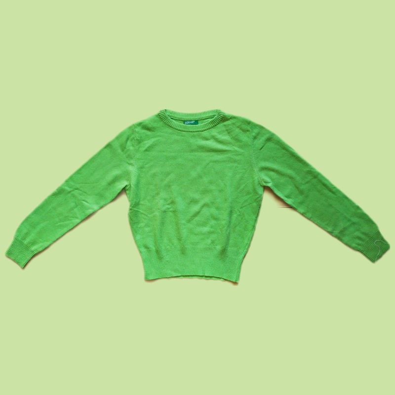 เสื้อครอปกันหนาว ผ้าถัก สีเขียว สําหรับผู้หญิง โดย Benetton