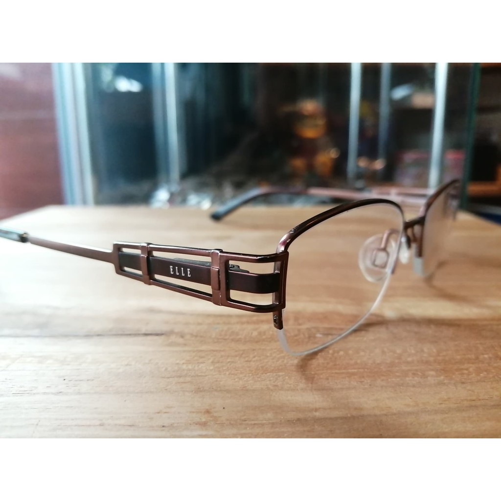 ELLE EL18779 Brown Metal size 50-18-135 mm Half Rim frame กรอบแว่นของแท้มือสอง กรอบทรงวินเทจสวยๆครับ