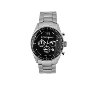 EMPORIO ARMANI นาฬิกาข้อมือผู้ชาย รุ่น AR0585 Sportivo Chronograph Black Dial - Silver