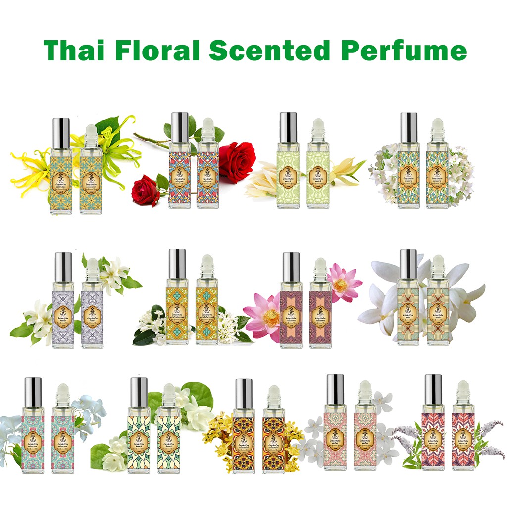 [ใส่โค้ดPPLSIA05ลดเพิ่ม20]น้ำปรุง ตำรับไทย 15 ml มี 13 กลิ่นให้เลือก Traditional Thai Floral Scented Water