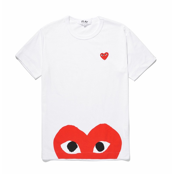 เสื้อยืดแขนสั้นลําลอง พิมพ์ลาย play comme des garcons CDG สําหรับผู้ชาย และผู้หญิง