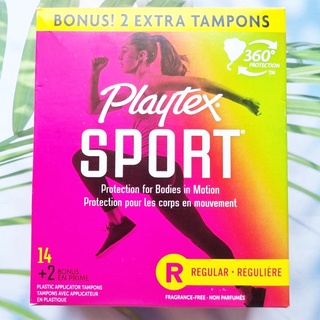 ผ้าอนามัยแบบสอด เหมาะกับวันมาปกติ Sport® Plastic Applicator Tampons 360 protection, Regular 16 Pieces (Playtex®)