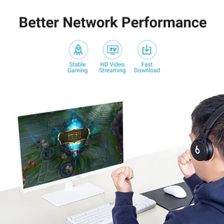 Vention อะแดปเตอร์ สายแลน สายเคเบิล Cat6A อีเธอร์เน็ต UTP ความเร็วสูง 10Gbps สายเคเบิลบาง RJ45 สำหรับ พีซี โมเด็มรุ่นใหม่