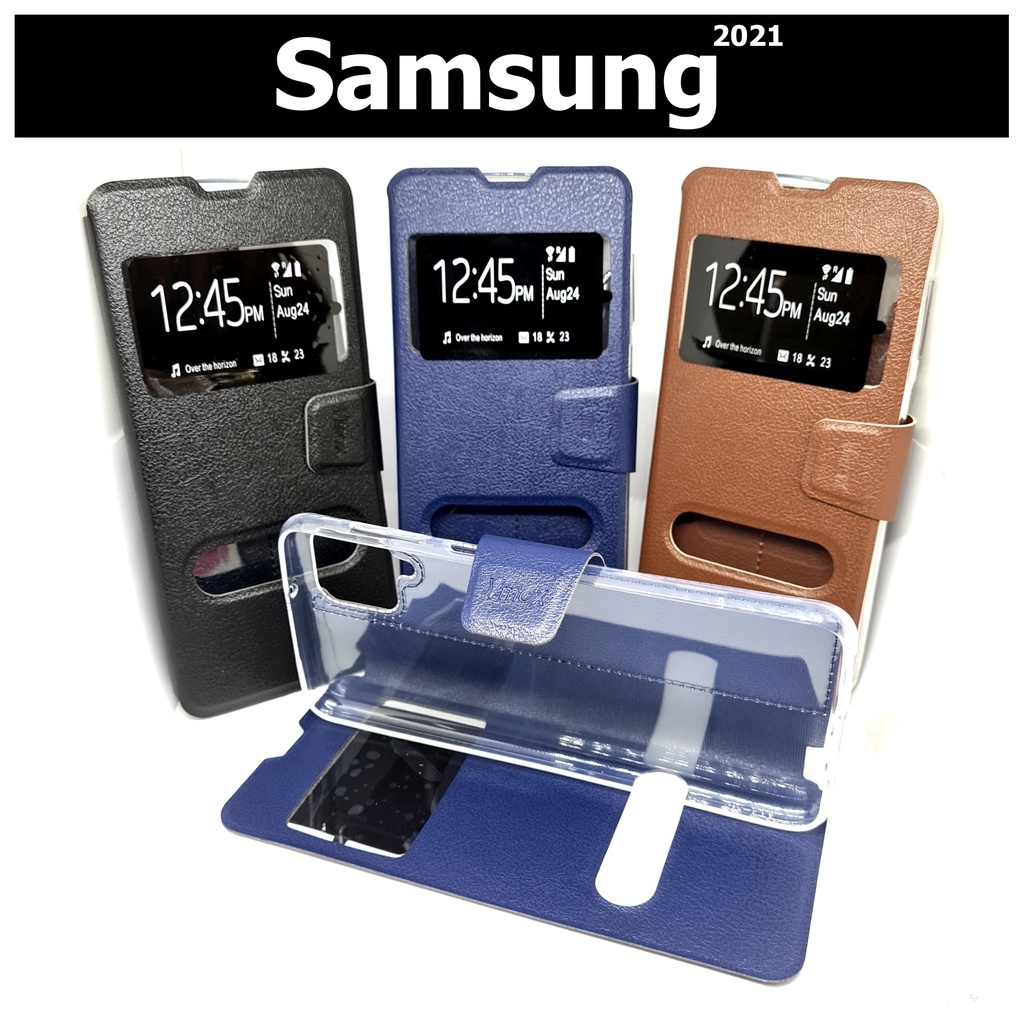 เคส Samsung A02 , A12 , A22 5G , A32 , A32 5G , M02 , M12 - เคสฝาพับ โชว์เบอร์ ตั้งได้