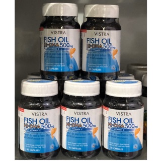 VISTRA Fish Oil HI-DHA 500 Plus Vitamin E วิสทร้า ฟิชออยล์ ไฮ-ดีเอชเอ 500 พลัส วิตามินอี ขนาด 30 เม็ด