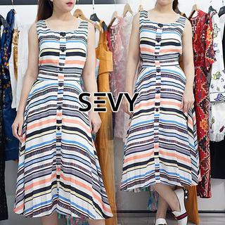 🎉Sevy Color Graphic Vest Maxi Dress 66LL5