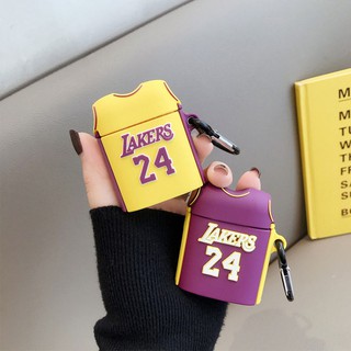 เคสหูฟังบลูทูธไร้สาย แบบนิ่ม ลาย Lakers No.24 พร้อมคลิป สําหรับ Apple Airpods 1 2 pro