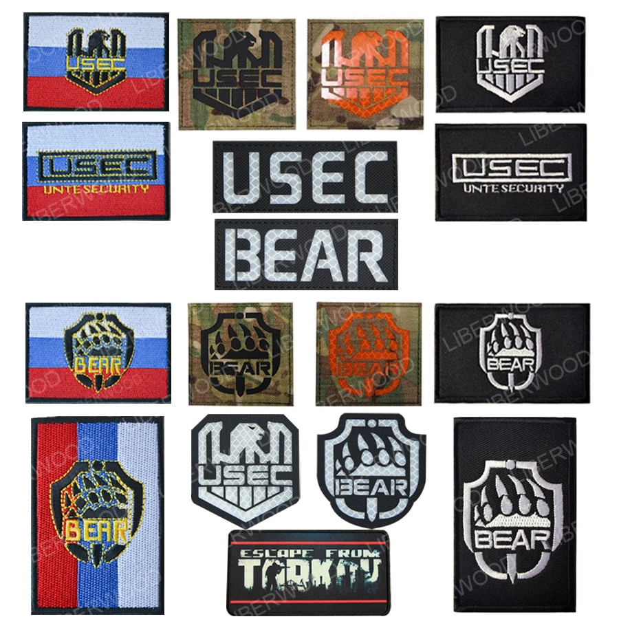 รัสเซียหนีจาก Tarkov USEC BEAR แพทช์ปักเกมรัสเซียอินฟราเรดสะท้อนแสง IR Patch Tactics Badges สติกเกอร