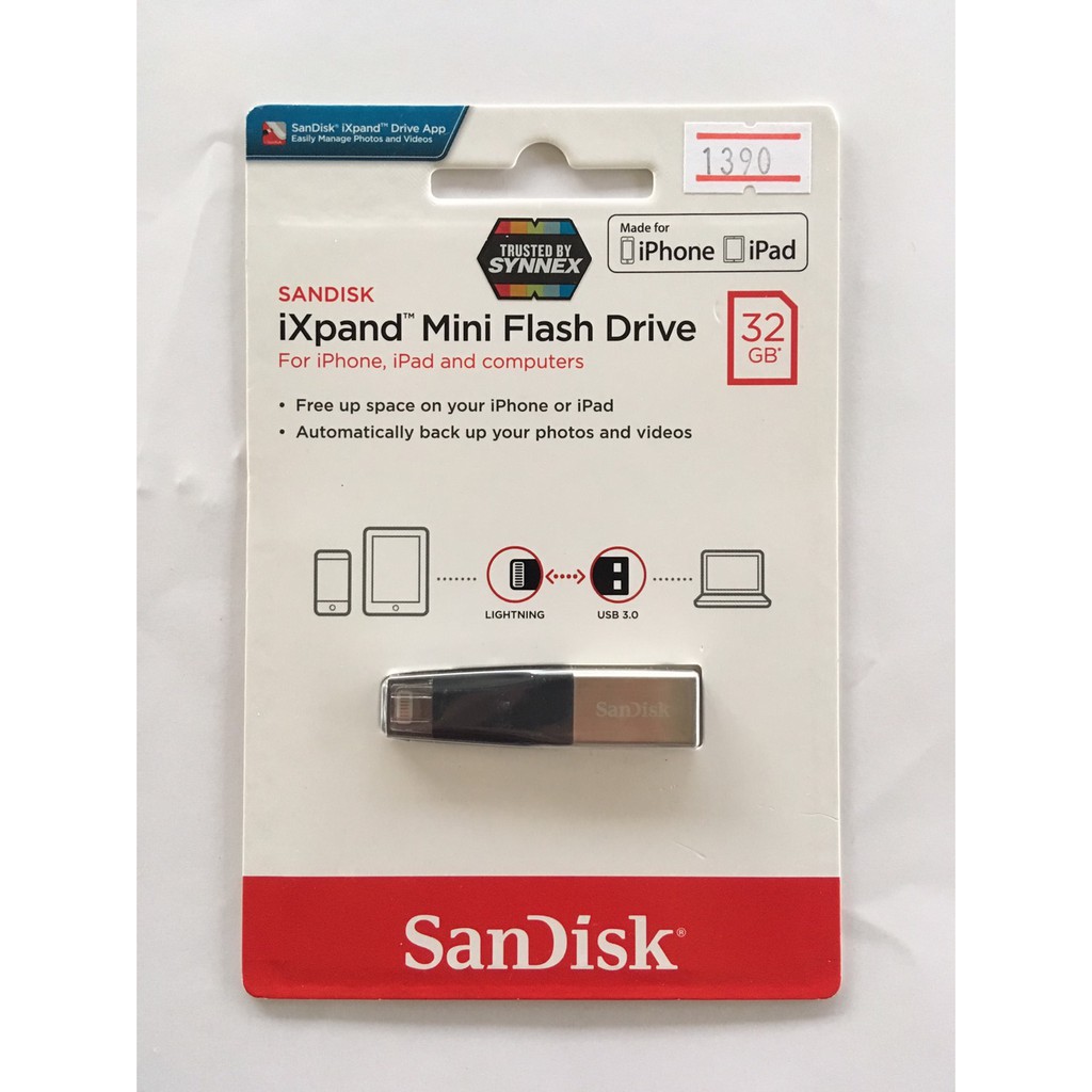 Sandisk Ixpand Mini 32gb for I-Phone and I-Pad ประกันศูนย์ Synnex 2 ปี