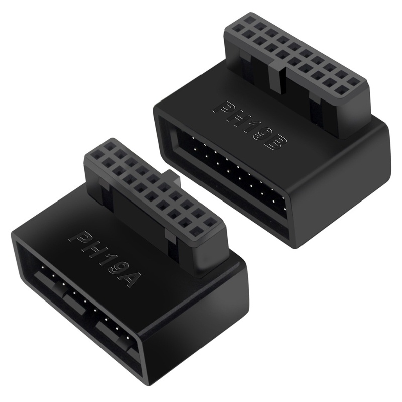XI USB3 0 19P 20P ถึง Type-E อะแดปเตอร์ USB3 0 19PIN อินเทอร์เฟซแนวตั้งติดตั้ง 90° เปิดสําหรับ PC De