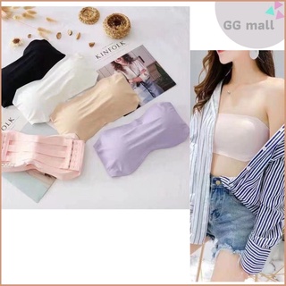 [GGmall]พร้อมส่ง 5สี เกาะอกไร้ขอบแบบมีตะขอ ฟองน้ำแบบบาง(ถอดได้) บราไร้สาย บราผ้าลื่น ไร้โครง #308