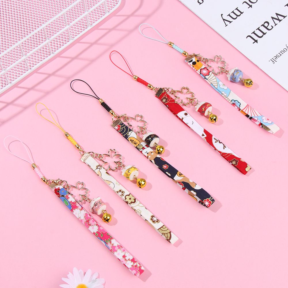สายคล้องโทรศัพท์มือถือ แมวกวักญี่ปุ่นนำโชค มีสินค้าพร้อมส่ง ที่ห้อย พวงกุญแจ แมว ดอกซากุระ กระดิ่ง สายแบบสั้น ราคา ถูกที่สุด ดีลบีเคเค