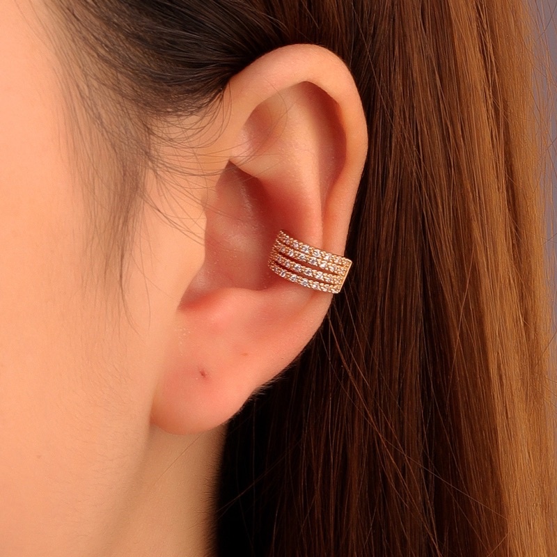 พร้อมส่ง Earcuff ต่างหูหนีบ แต่งเพชร 4แถว