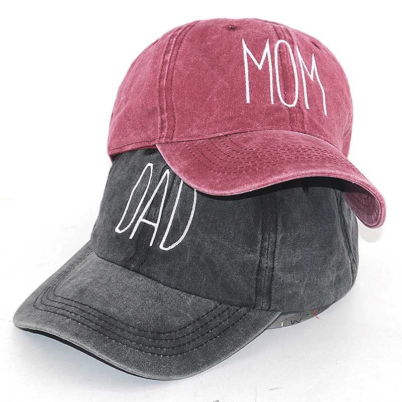 ใหม่เย็บปักถักร้อย DAD MOM หมวกแฟชั่นผ้าฝ้าย 100% ล้างนุ่มกีฬาเบสบอลหมวกคู่ Snapback หมวก Unisex