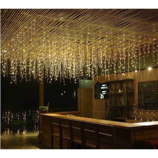 3เมตร 300x90เซ็น ไฟม่านน้ำตก แบบระย้า 100led แสงนิ่ง สีวอร์ม พ่วงได้ เสียบไฟบ้าน