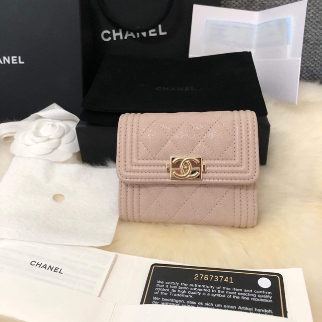 Like new Chanel boy tri-fold wallet