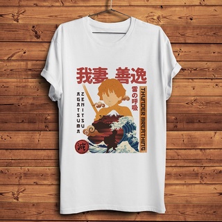 ขายดี!เสื้อยืดลําลอง พิมพ์ลายอนิเมะ Demon Slayer Kisatsu Agatsuma Zenitsu สีขาว สไตล์สตรีท สําหรับผู้ชาย และผู้หญิงS-5XL