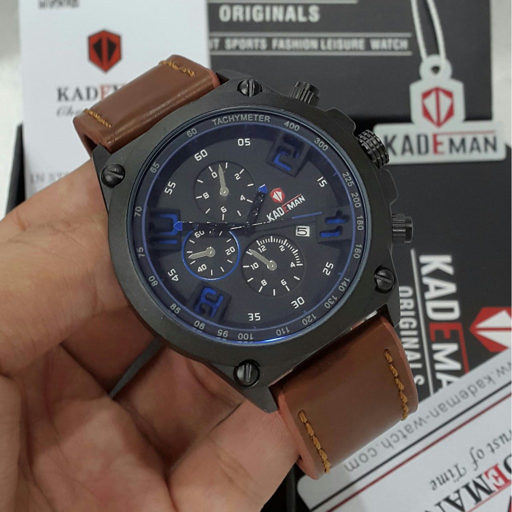 Original Leather Casual Watch Plus Box การรับประกันอย่างเป็นทางการ Kademan 335G