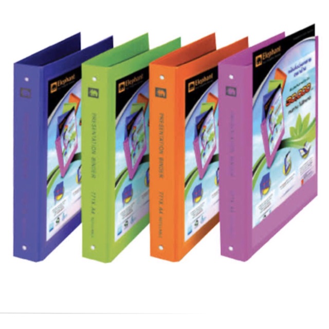 แฟ้มโชว์เอกสาร แฟ้ม3ห่วง 771x A4 ตราช้าง แฟ้ม771x A4 ตราช้าง โชว์ปกหน้าได้ พร้อมไส้แฟ้ม 20 ซองในตัว