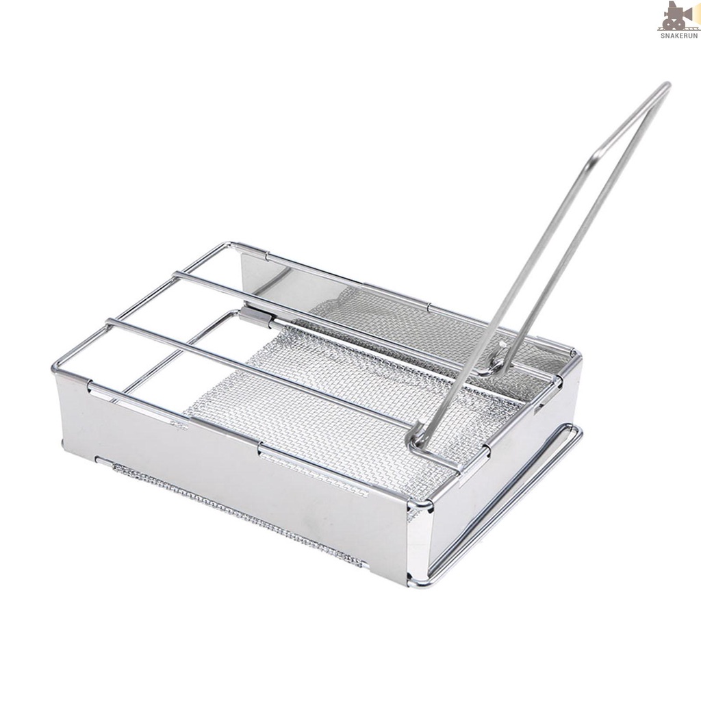 SNKE Foldable Stainless Steel Toaster Plate Portable Outdoor Camping Bread Toaster Grill