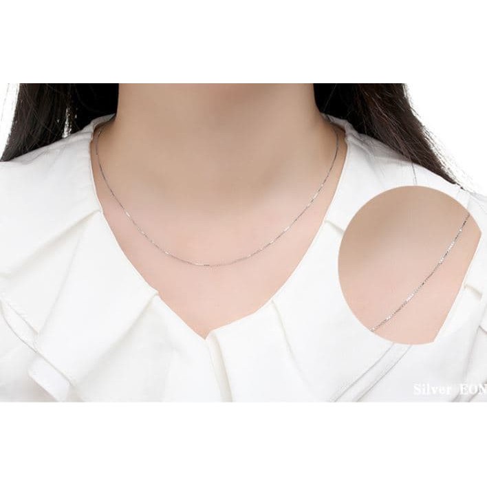 SILver สร้อยคอ S925 ทองคําขาว SILver ทรงสี่เหลี่ยม AA403