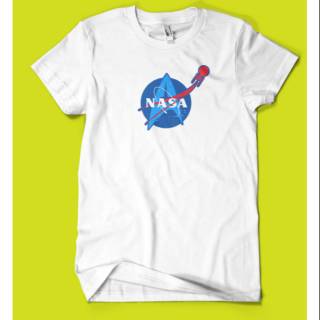 [S-5XL]เสื้อยืด พิมพ์ลายโลโก้ Nasa สีขาว