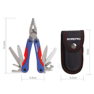 เครื่องมือเอนกประสงค์ (multitool) Workpro 15 in 1 (น้ำเงินแดง) พร้อมเคส